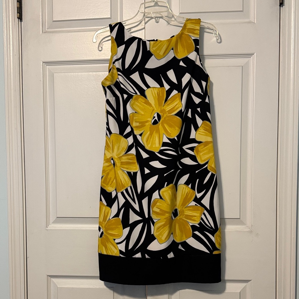 AGB Floral Sleeveless Dress - Yellow and Black - Sz Small
